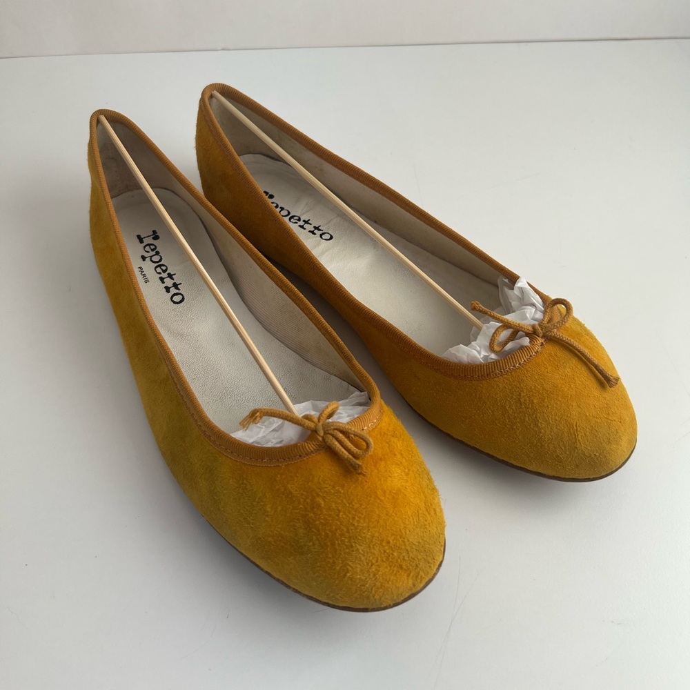 Repetto Suede Ballet Flats, Sunshine Yellow, FR 40